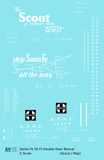 Santa Fe 50 Ft Double Door Boxcar White Scout/Map - Decal - Choose Scale