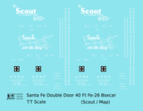 Santa Fe 40 Ft Double Door Fe-26 Boxcar White Scout/Map - Decal - Choose Scale