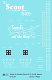Santa Fe 40 Ft Double Door Fe-26 Boxcar White Scout/Map - Decal Sheet