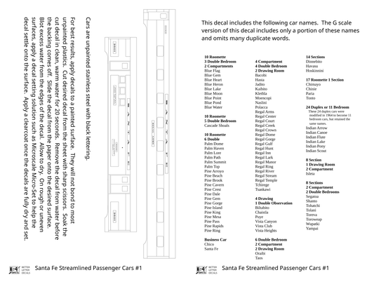 Santa Fe Streamlined Passenger Cars Black #1 - Decal