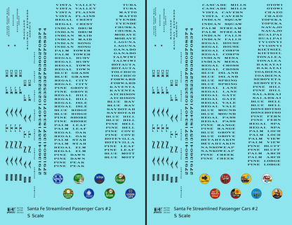 Santa Fe Streamlined Passenger Cars Black #2 - Decal - Choose Scale