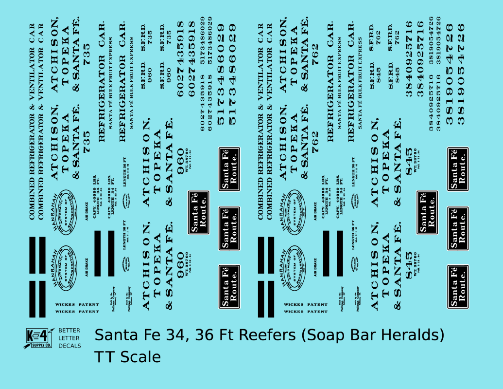 Santa Fe Wickes / Hanrahan Ice Reefer Black and White Soap Bar Herald