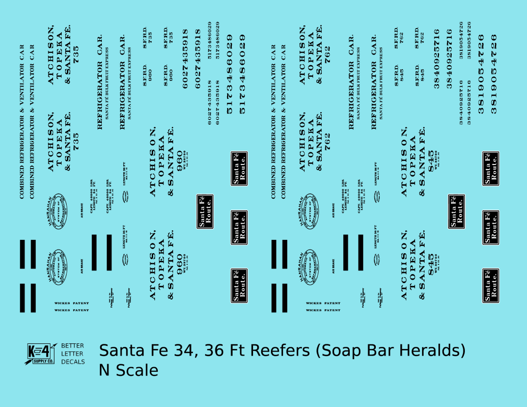 Santa Fe Wickes / Hanrahan Ice Reefer Black and White Soap Bar Herald