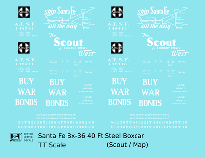 Santa Fe 40 Ft Single Door Boxcar White Scout Buy War Bonds