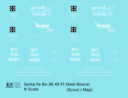 Santa Fe 40 Ft Single Door Boxcar White Scout Buy War Bonds