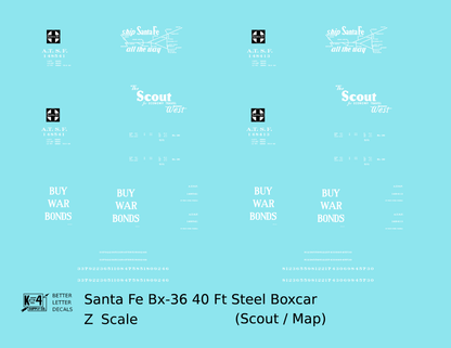 Santa Fe 40 Ft Single Door Boxcar White Scout Buy War Bonds
