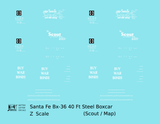 Santa Fe 40 Ft Single Door Boxcar White Scout Buy War Bonds - Decal - Choose Scale