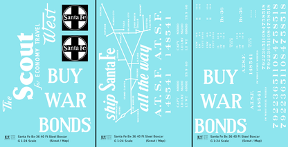 Santa Fe 40 Ft Single Door Boxcar White Scout Buy War Bonds