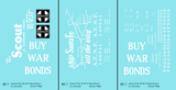 Santa Fe 40 Ft Single Door Boxcar White Scout Buy War Bonds - Decal - Choose Scale