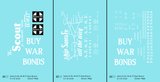 Santa Fe 40 Ft Single Door Boxcar White Scout Buy War Bonds - Decal - Choose Scale