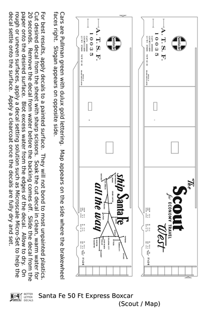 Santa Fe 50 Ft Double Door Express Boxcar Dulux Gold Scout/Map