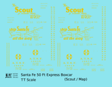 Santa Fe 50 Ft Double Door Express Boxcar Dulux Gold Scout/Map - Decal - Choose Scale