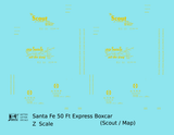 Santa Fe 50 Ft Double Door Express Boxcar Dulux Gold Scout/Map - Decal - Choose Scale