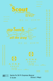Santa Fe 50 Ft Double Door Express Boxcar Dulux Gold Scout/Map - Decal - Choose Scale