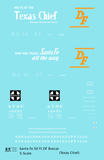 Santa Fe 50 Ft DF Boxcar White and Orange Texas Chief - Decal - Choose Scale