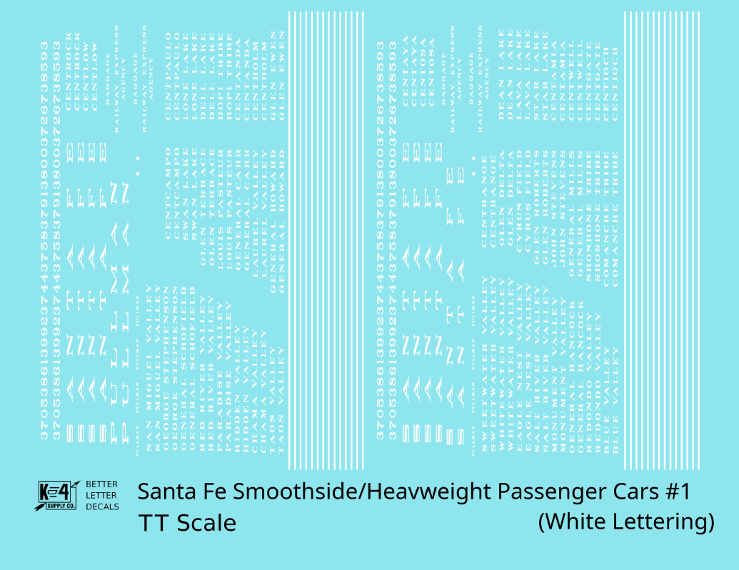Santa Fe Smoothside/Heavyweight Passenger Cars White #1