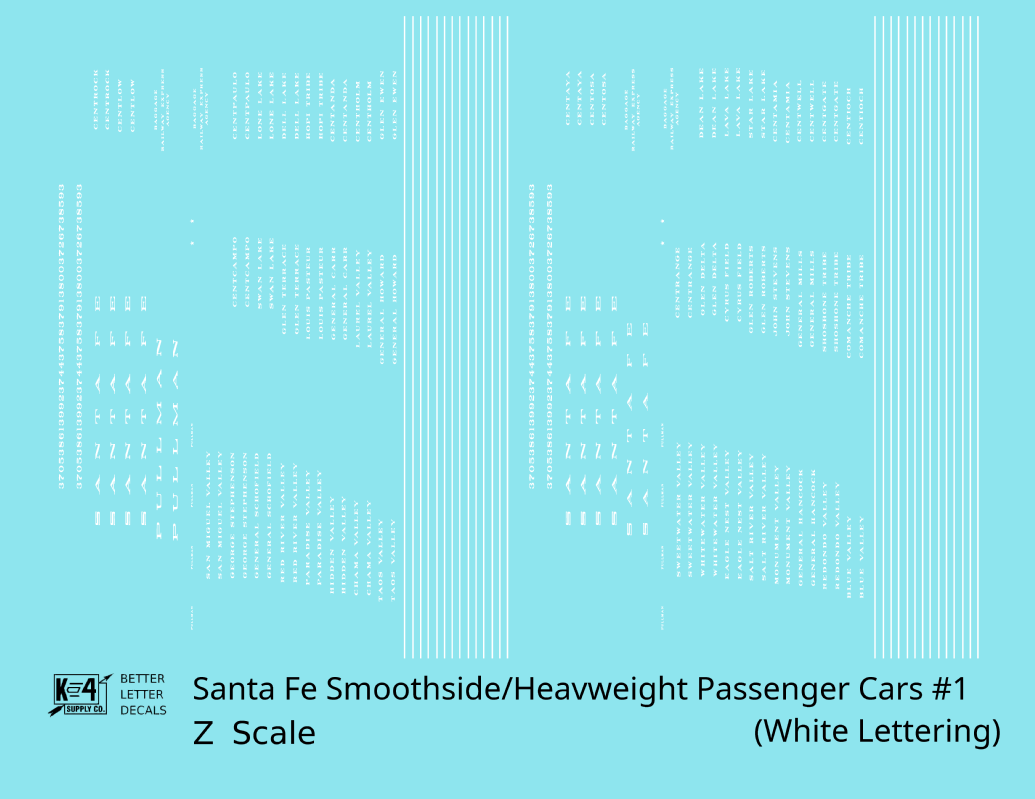 Santa Fe Smoothside/Heavyweight Passenger Cars White #1