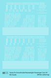 Santa Fe Smoothside/Heavyweight Passenger Cars White #1 - Decal Sheet