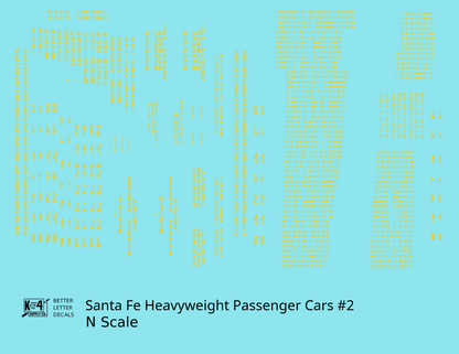 Santa Fe Heavyweight Passenger Cars Dulux Gold #2 - Decal - Choose Scale