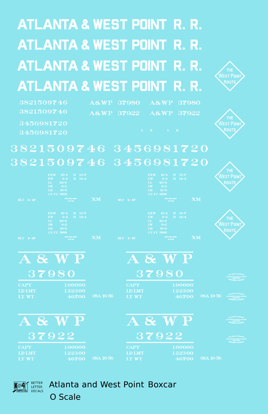 Atlanta and West Point 40 Ft Boxcar White A&WP
