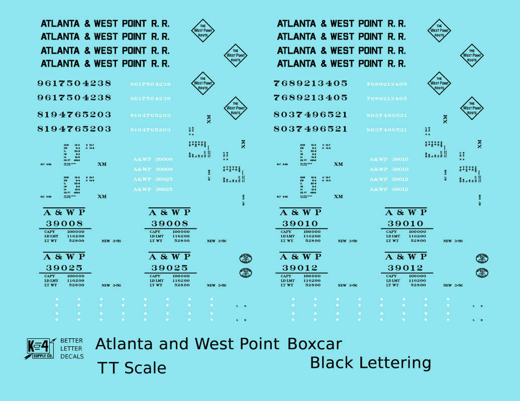 Atlanta and West Point 50 Ft Boxcar Black A&WP