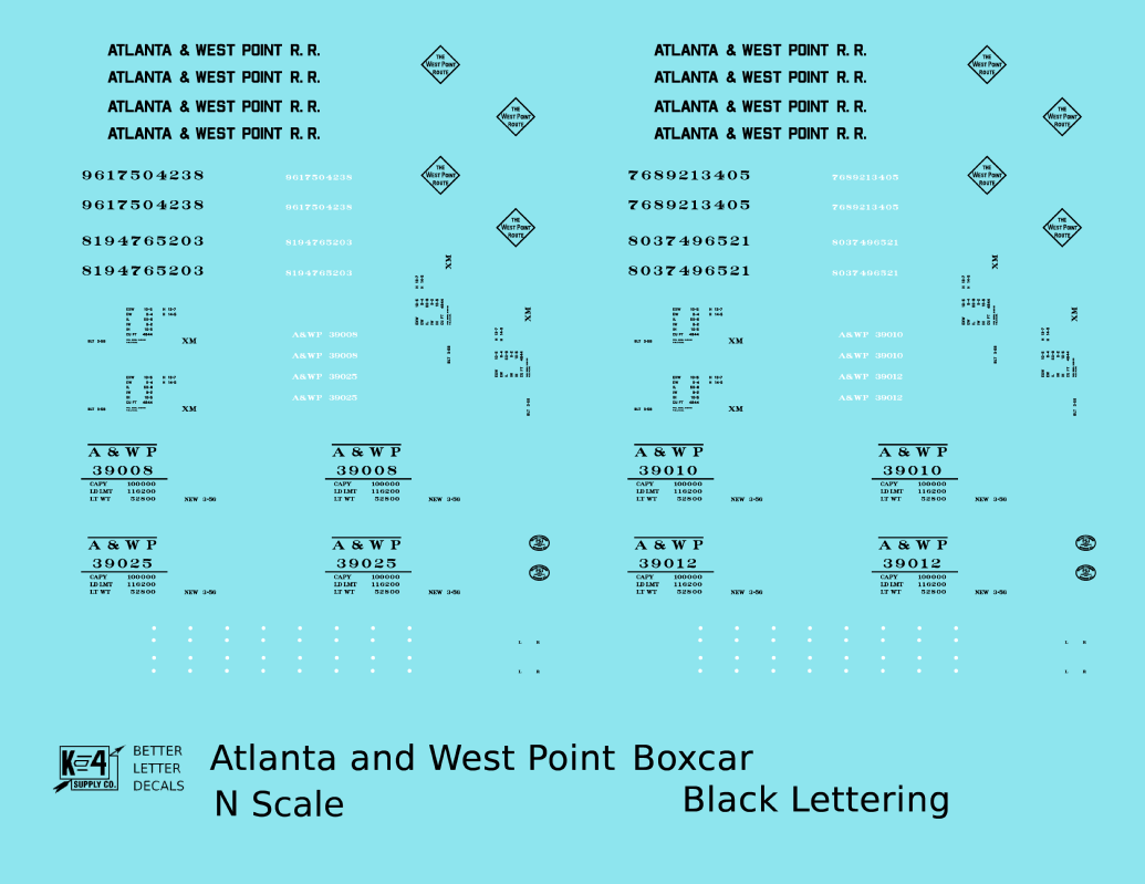 Atlanta and West Point 50 Ft Boxcar Black A&WP