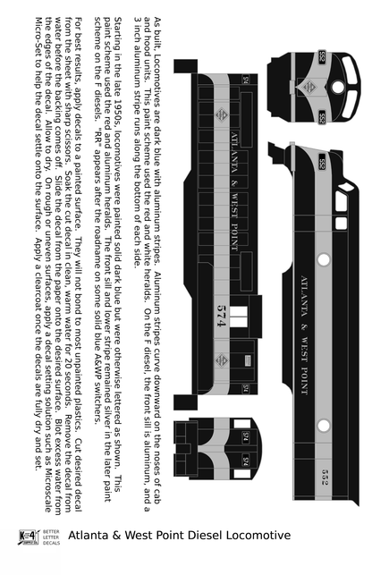 Atlanta and West Point Diesel Locomotive Silver and Blue West Point Route