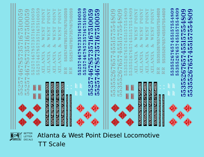 Atlanta and West Point Diesel Locomotive Silver and Blue West Point Route
