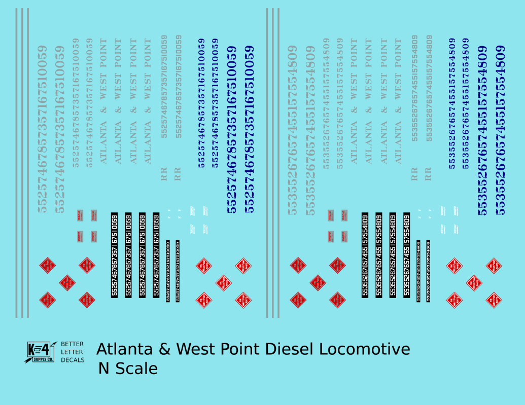 Atlanta and West Point Diesel Locomotive Silver and Blue West Point Route