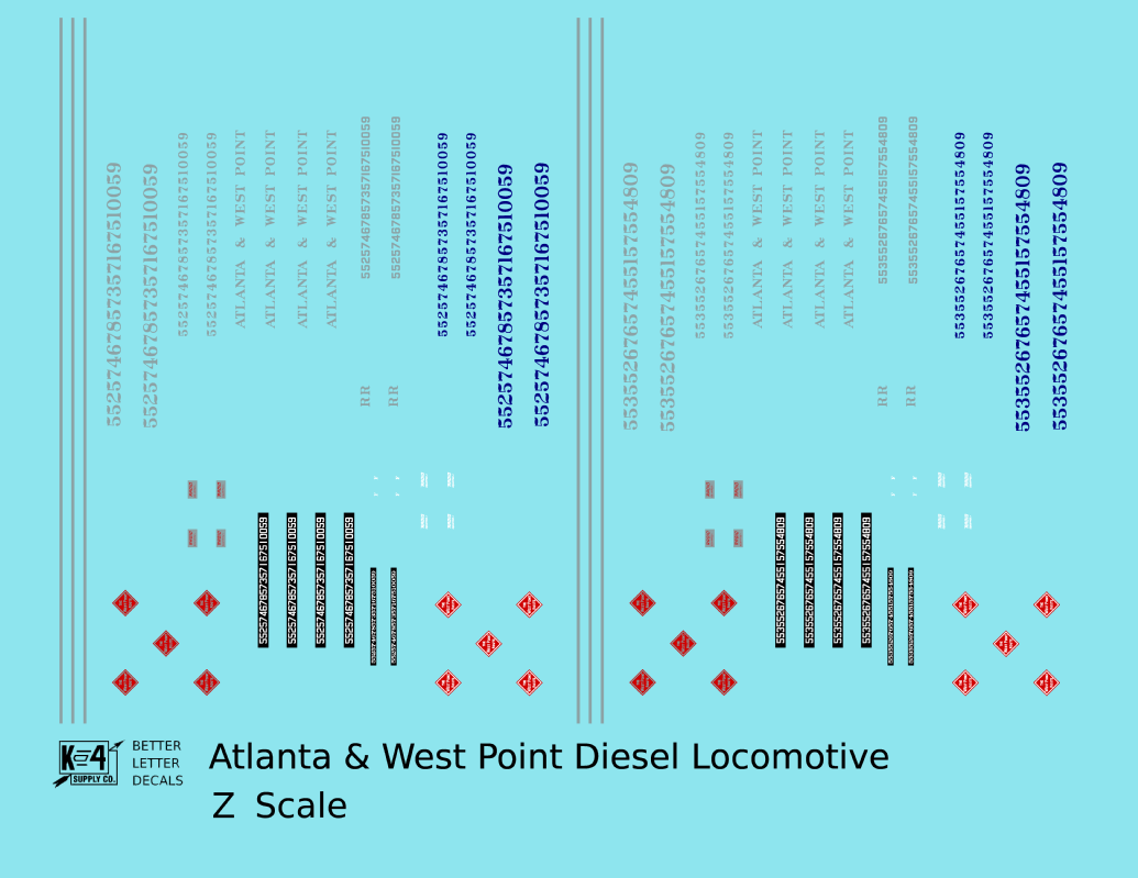 Atlanta and West Point Diesel Locomotive Silver and Blue West Point Route