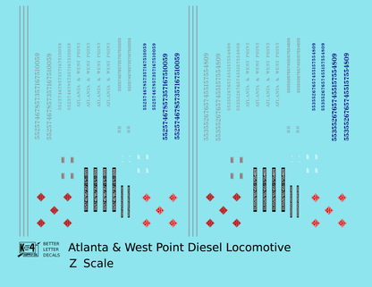 Atlanta and West Point Diesel Locomotive Silver and Blue West Point Route