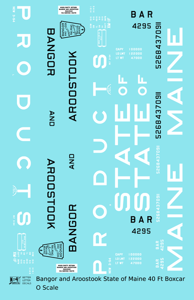 Bangor and Aroostook 40 Ft Boxcar Black and White State Of Maine