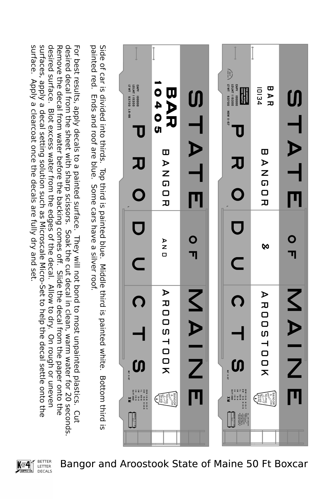 Bangor and Aroostook 50 Ft Boxcar Black and White State Of Maine