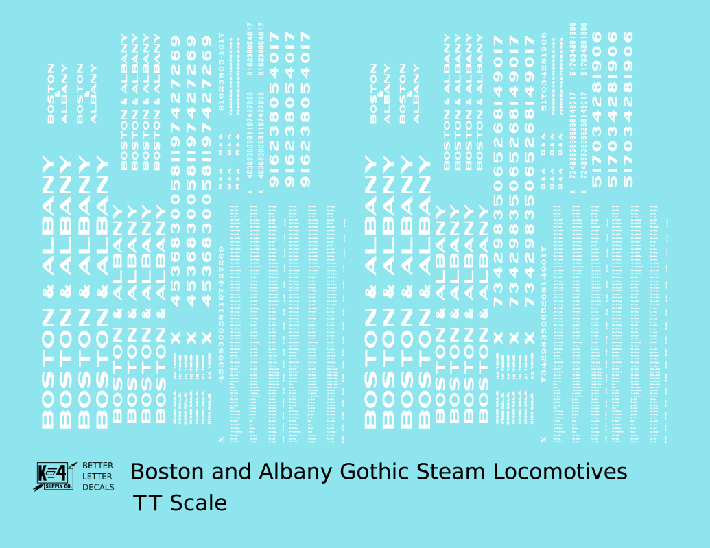 Boston and Albany Gothic Steam Locomotive White