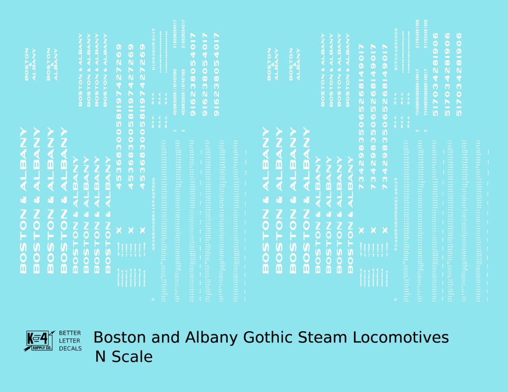 Boston and Albany Gothic Steam Locomotive White