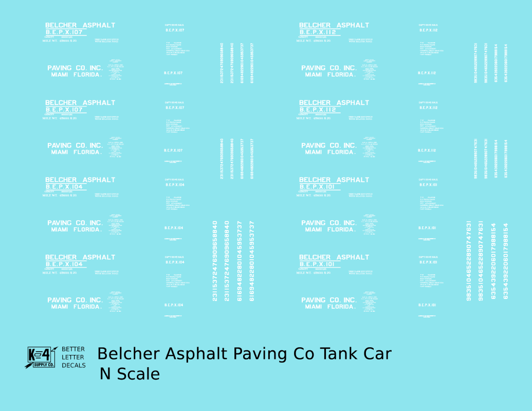 Belcher Asphalt Tank Car White Miami Florida