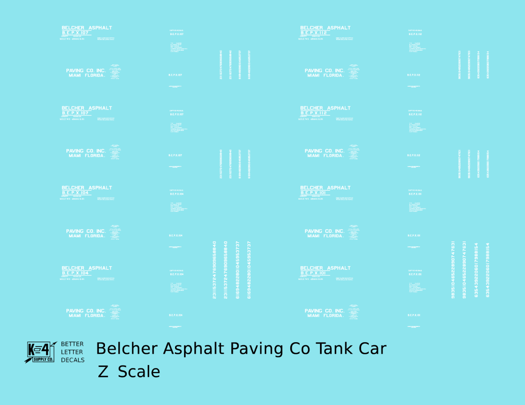 Belcher Asphalt Tank Car White Miami Florida