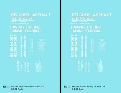Belcher Asphalt Tank Car White Miami Florida