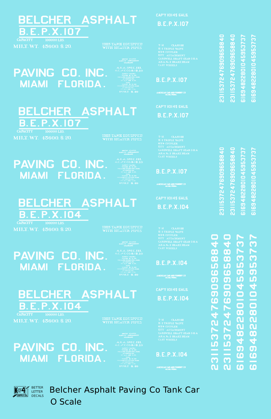 Belcher Asphalt Tank Car White Miami Florida