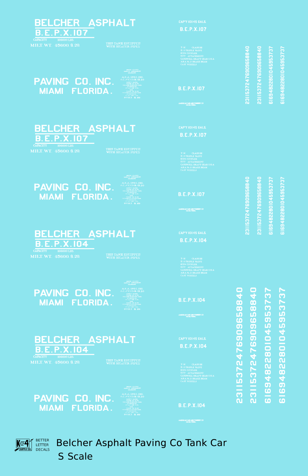 Belcher Asphalt Tank Car White Miami Florida