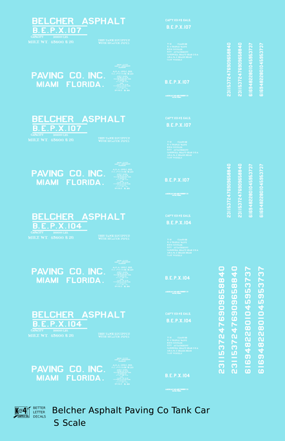Belcher Asphalt Tank Car White Miami Florida