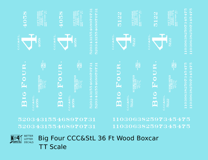 CCC&StL Big Four 36 Ft Wood Boxcar White 4 On the Door
