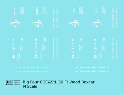 CCC&StL Big Four 36 Ft Wood Boxcar White 4 On the Door