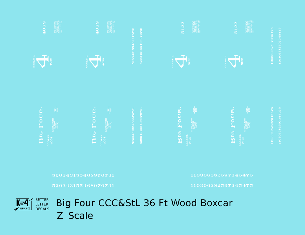 CCC&StL Big Four 36 Ft Wood Boxcar White 4 On the Door