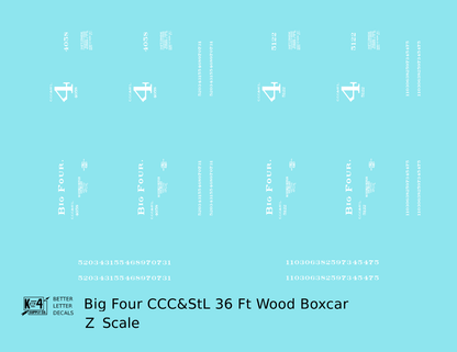 CCC&StL Big Four 36 Ft Wood Boxcar White 4 On the Door