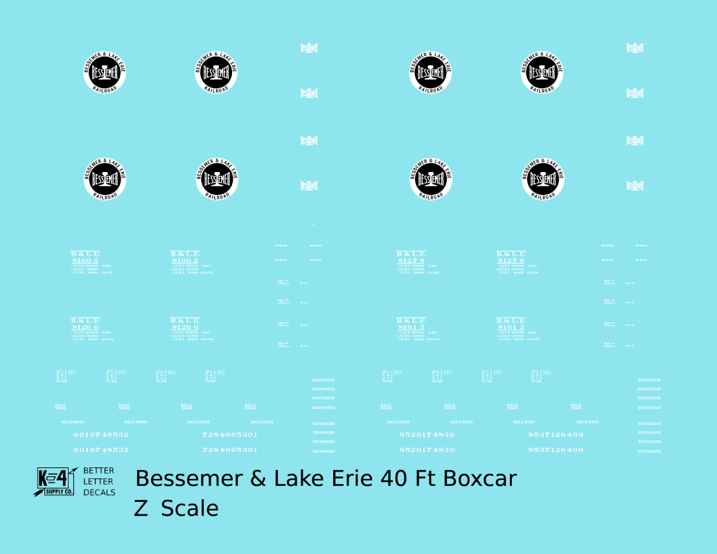 Bessemer and Lake Erie 40 Ft Boxcar White