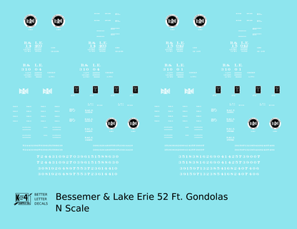 Bessemer and Lake Erie 52 Ft Gondola White B&LE
