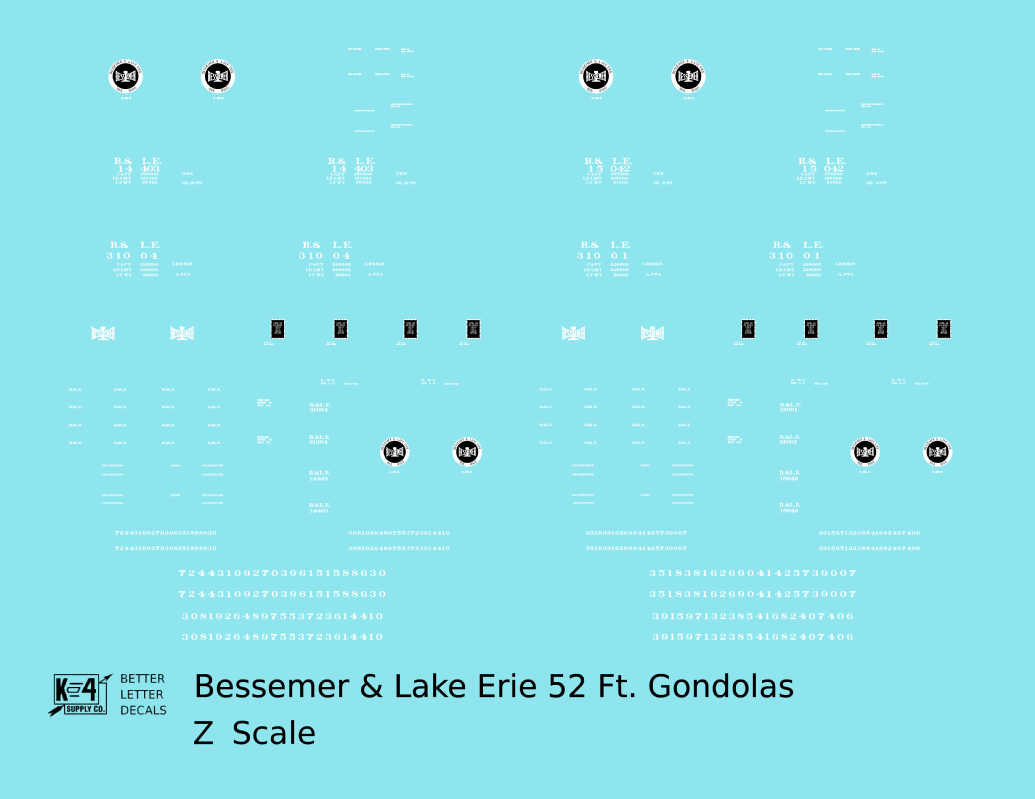 Bessemer and Lake Erie 52 Ft Gondola White B&LE