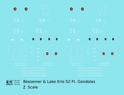 Bessemer and Lake Erie 52 Ft Gondola White B&LE