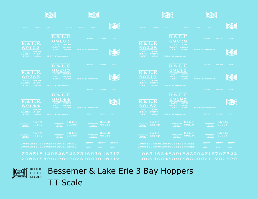 Bessemer and Lake Erie Triple Hopper White B&LE